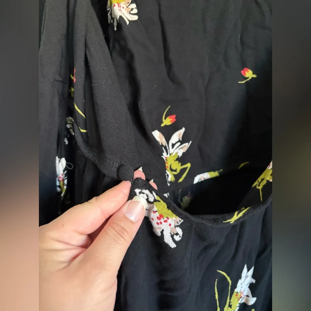 Free People Black Floral Time on My Side Wrap Dress - Picture 11 of 12